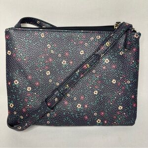 G.H. Bass & Co. Trio Convertible Crossbody To Clutch Bag Floral Navy Blue